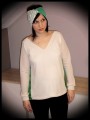 Cream gold top with green muslin back - size M/L